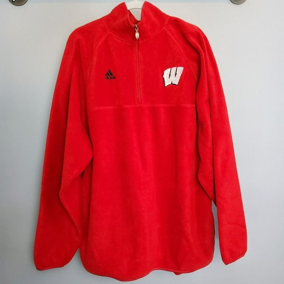 Vintage Adidas Wisconsin Badgers Men's Red Size XL Sweater - Picture 1 of 5